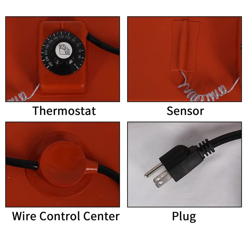 Eliphs Drum Silicone Heater Pad Electric Heat Wrap Hot Heating Pad with Thermostat for 55 Gallon Barrel, 5x70in - Image 4